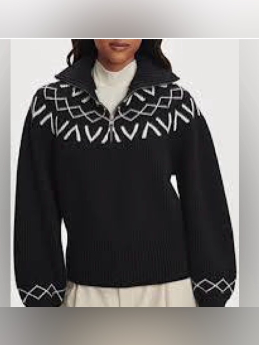 Varley Sigrid Fairisle Half-Zip Sweater M EUC